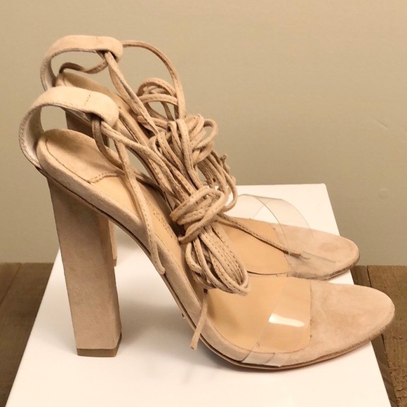 Tony Bianco KENDALL Heel Clear Blush Suede 5.5 - Picture 2 of 8